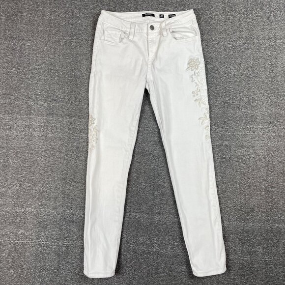 Miss Me Jeans Womens Size 24 Ankle Skinny White Floral Embroidery Party Preppy - Picture 1 of 13